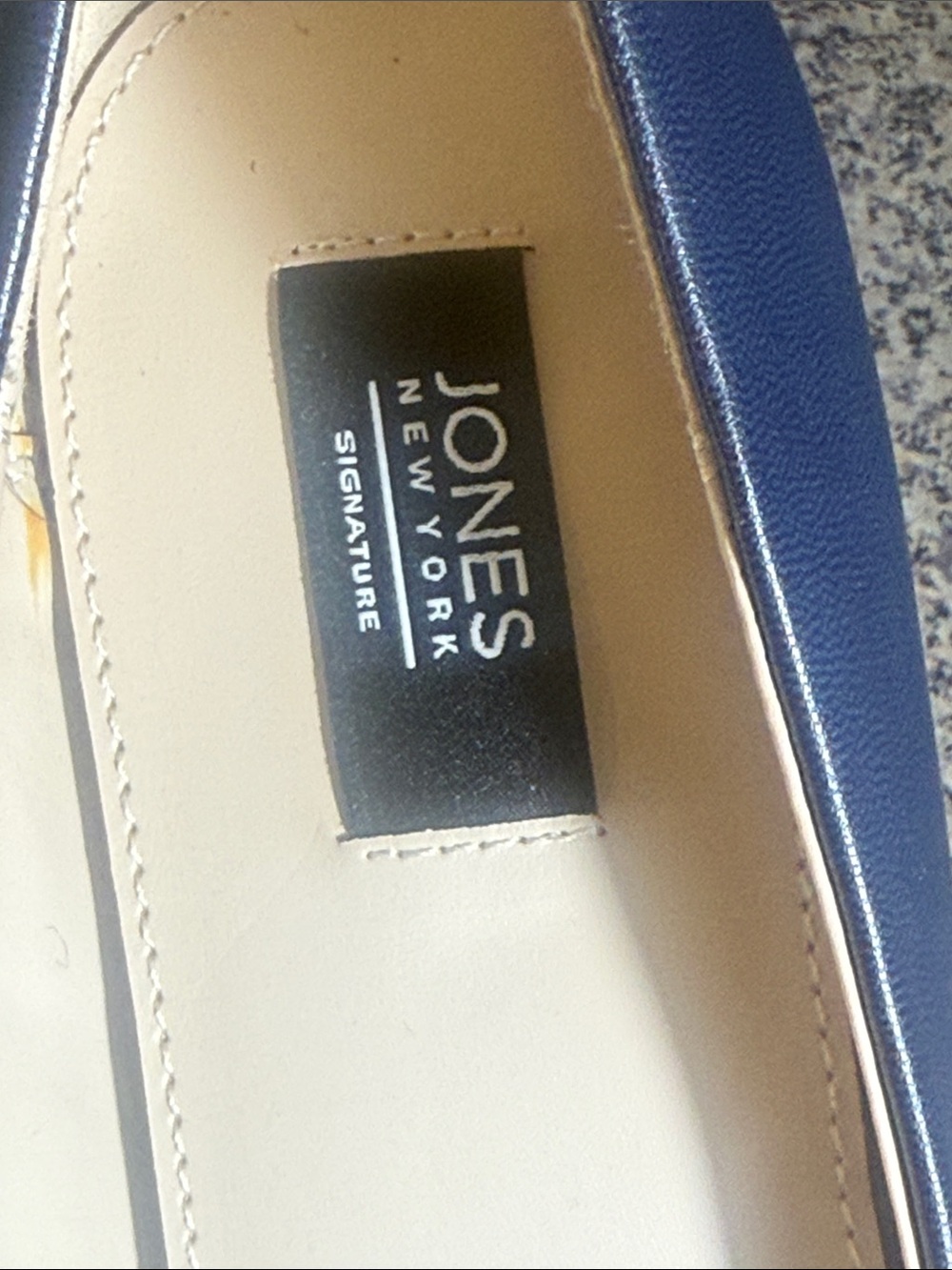 Jones New York Navy Pointed Toe Pumps with Gold Buckle - Picture 3 of 7